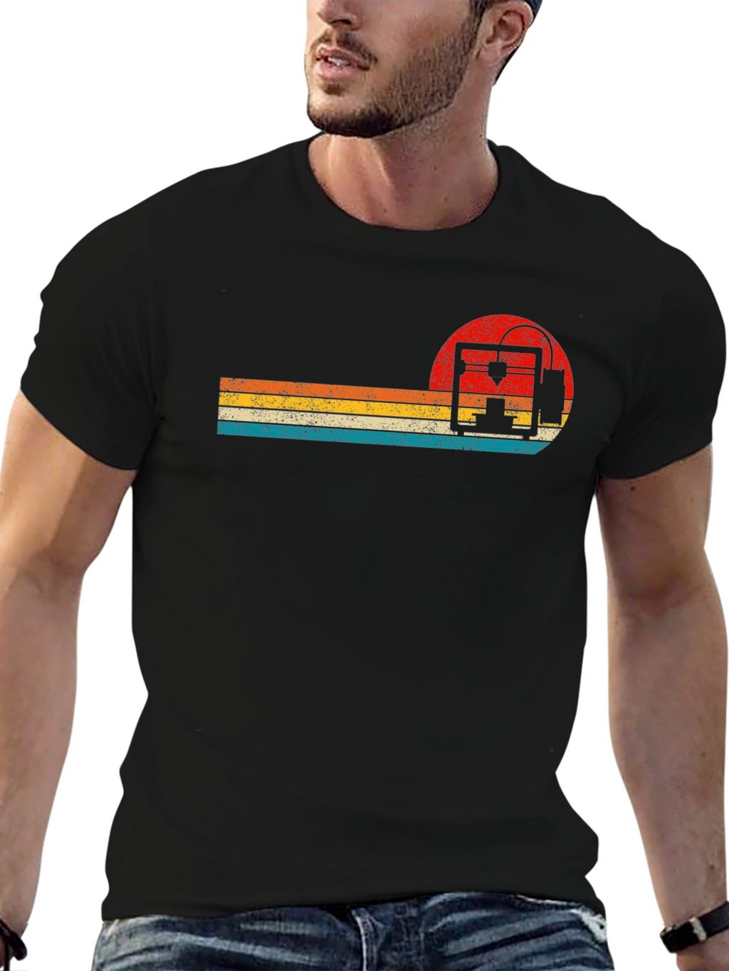 Retro 3D Printer Sunset T-Shirt