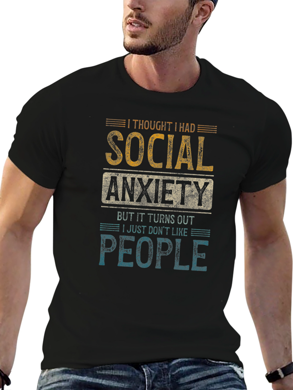 Social Anxiety Graphic T-Shirt Funny Sarcastic Tee