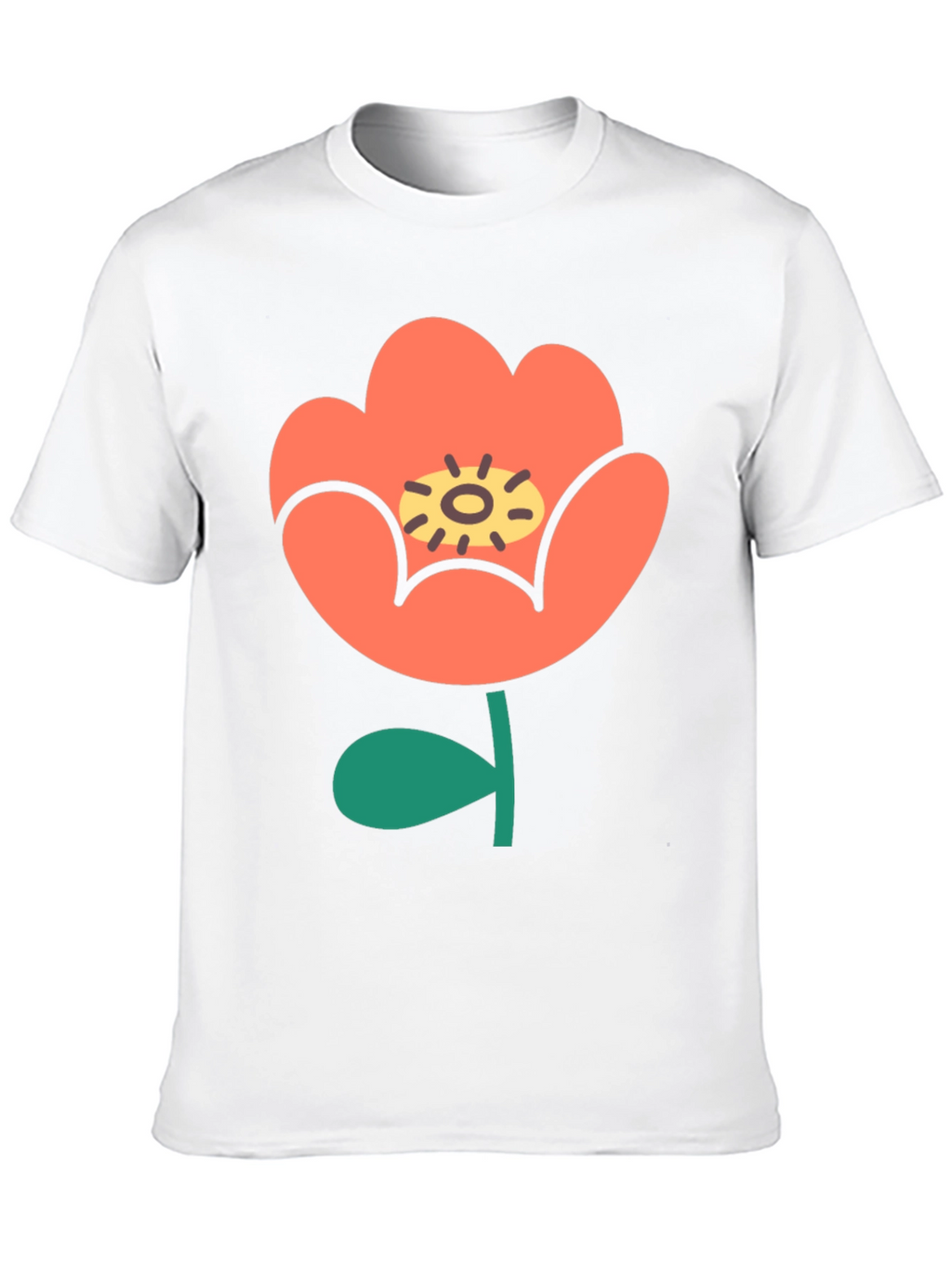 Black T-Shirt with Retro Floral Design