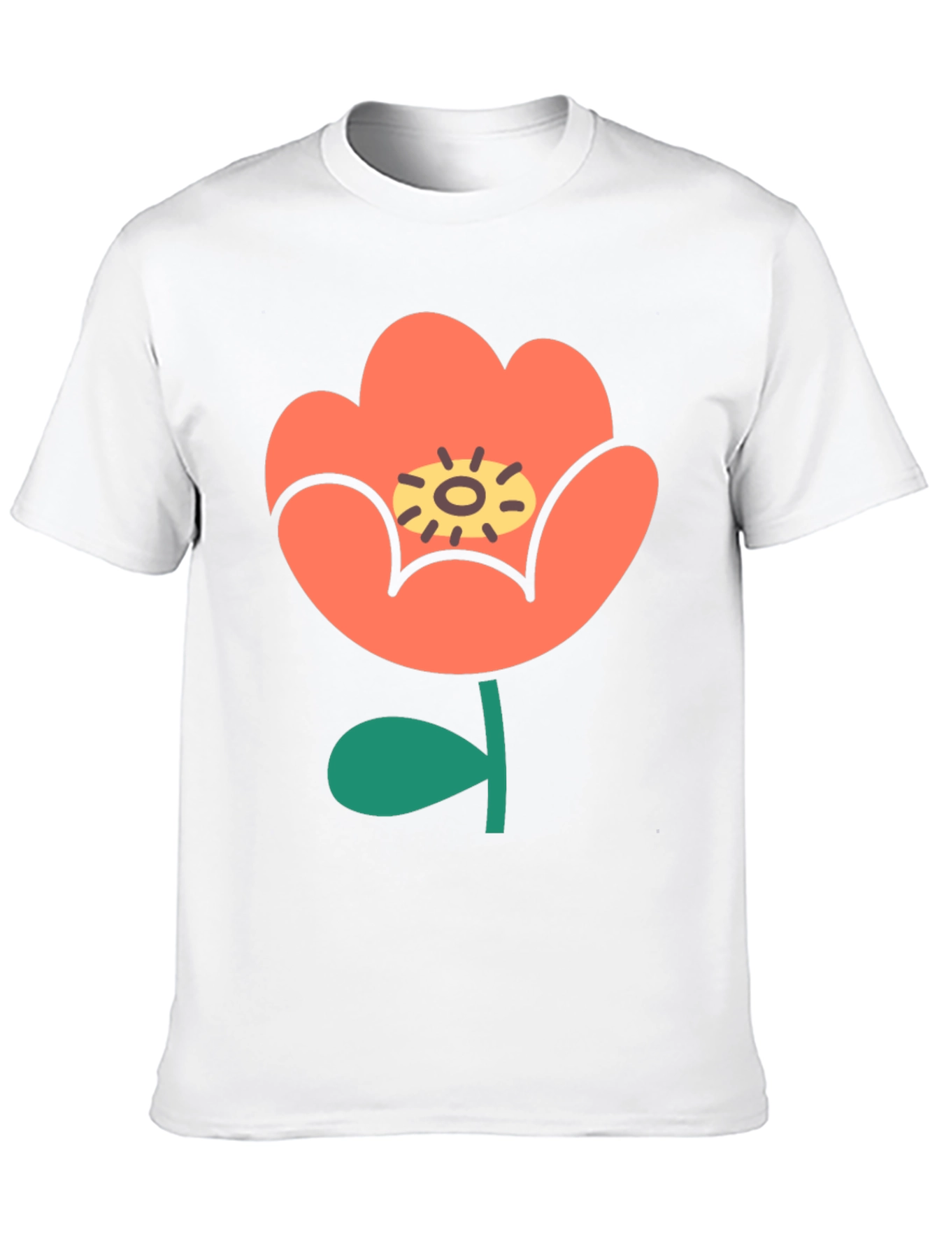 Black T-Shirt with Retro Floral Design