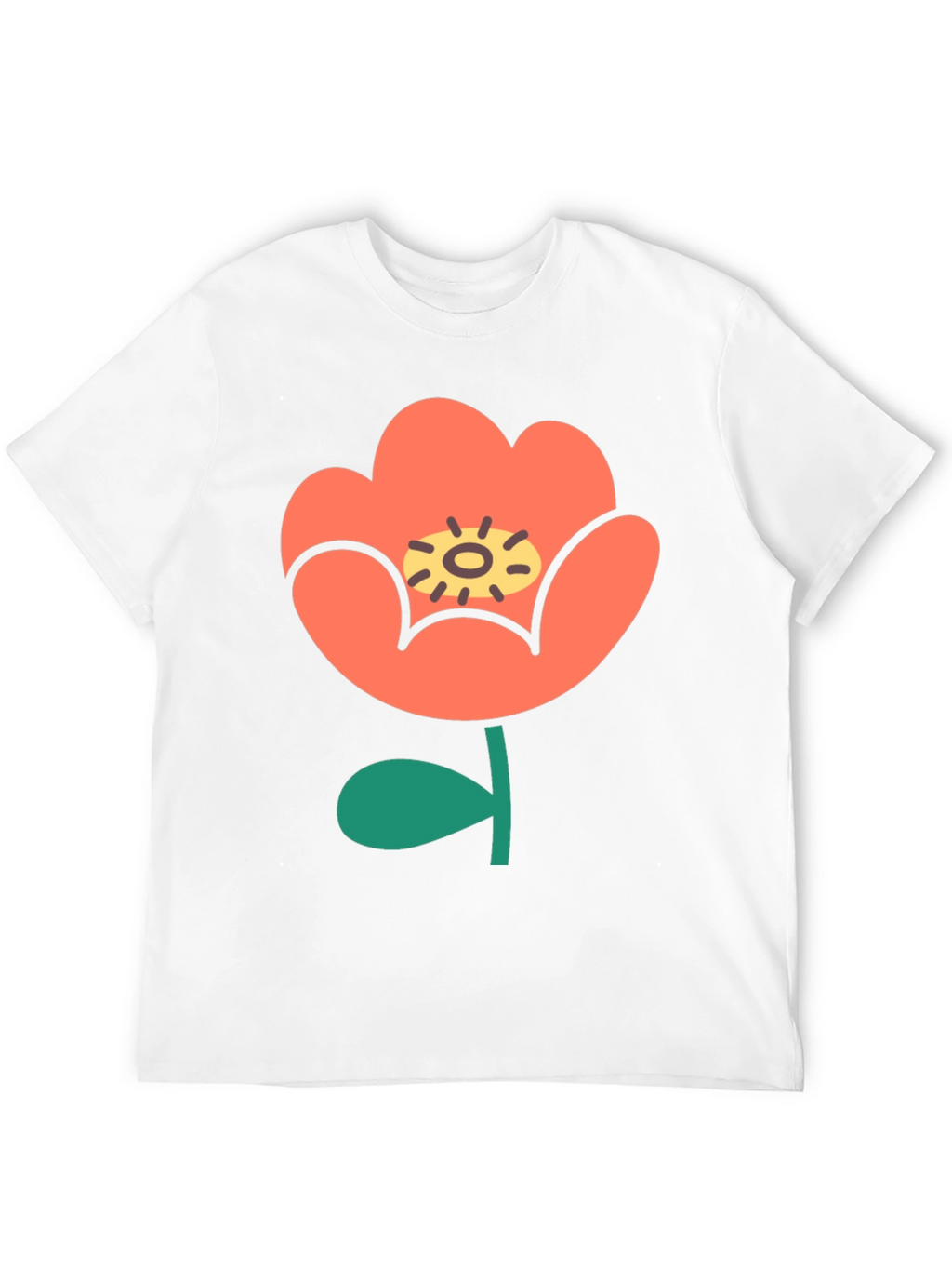 Black T-Shirt with Retro Floral Design