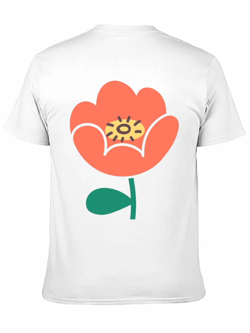 Black T-Shirt with Retro Floral Design