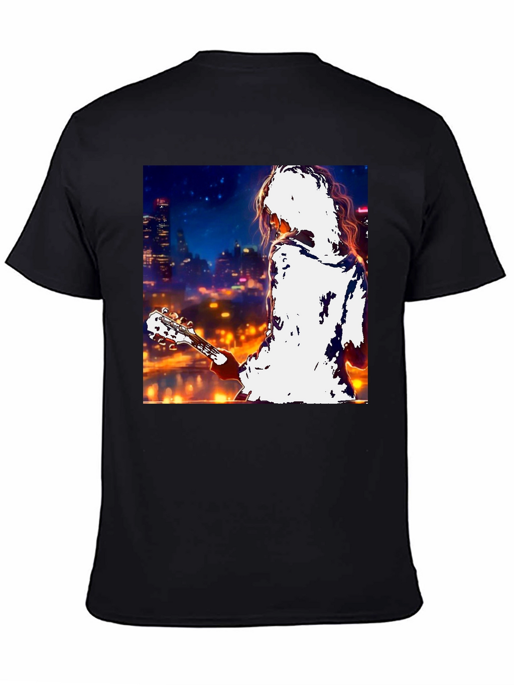 Guitarist Cityscape Graphic T-Shirt