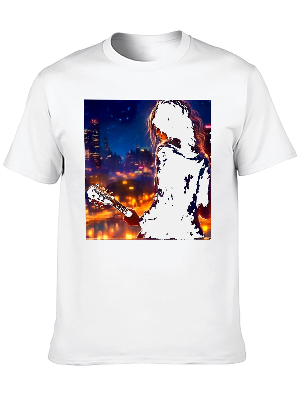 Guitarist Cityscape Graphic T-Shirt