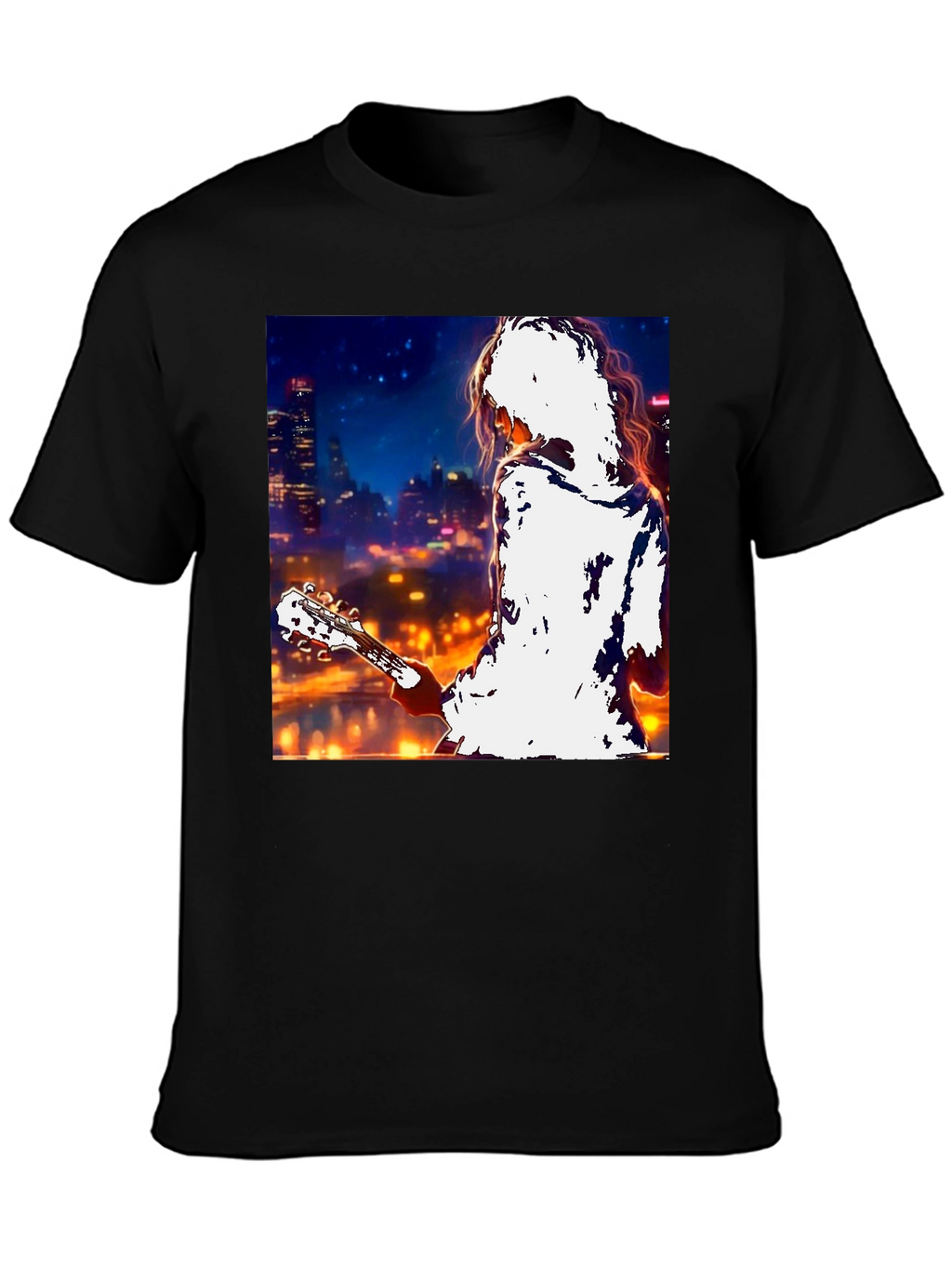 Guitarist Cityscape Graphic T-Shirt