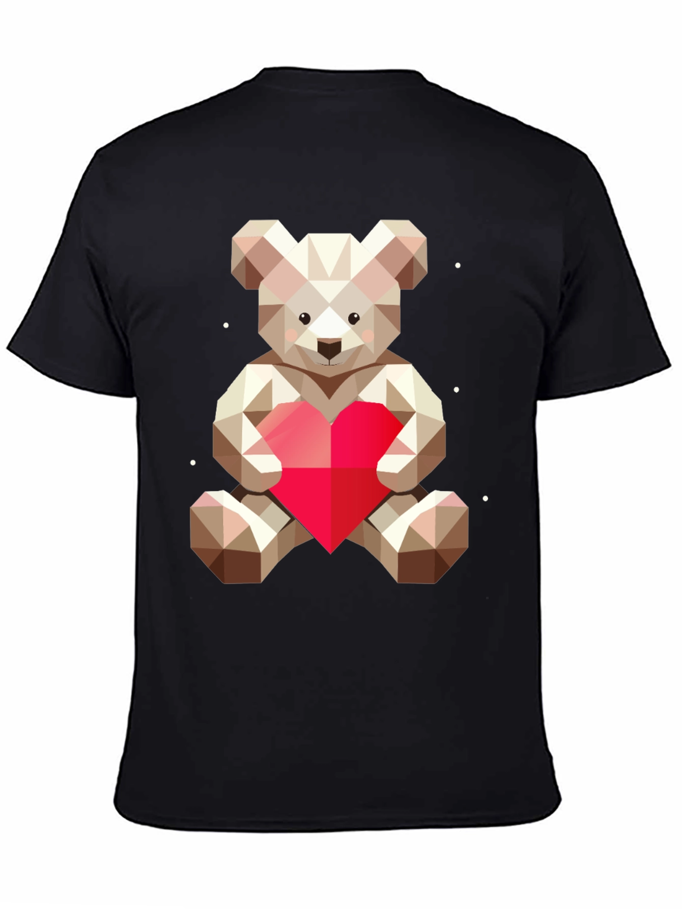 Geometric Teddy Bear Heart Graphic Tee