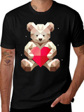 Geometric Teddy Bear Heart Graphic Tee