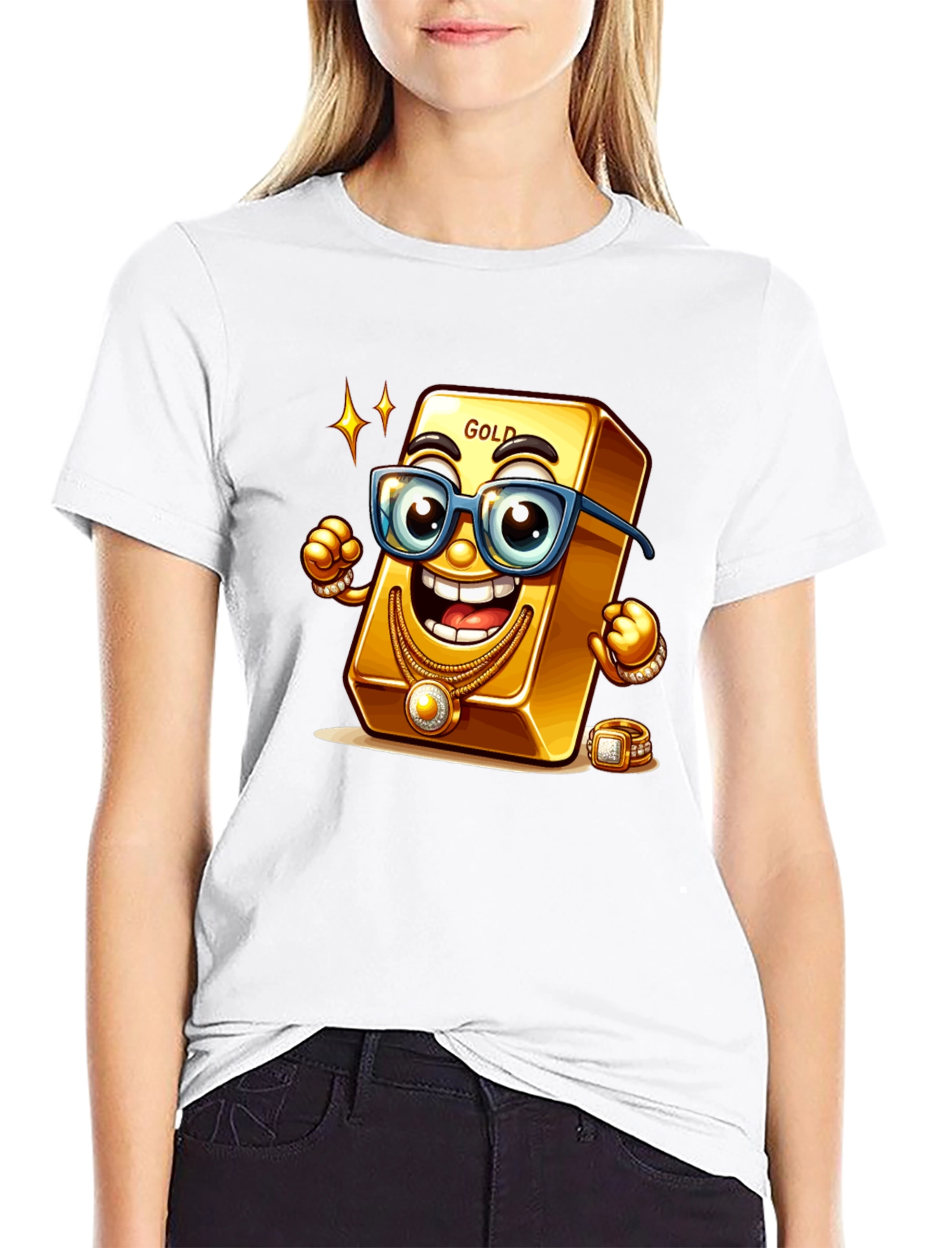 Funny Gold Bar Cartoon Graphic Tee