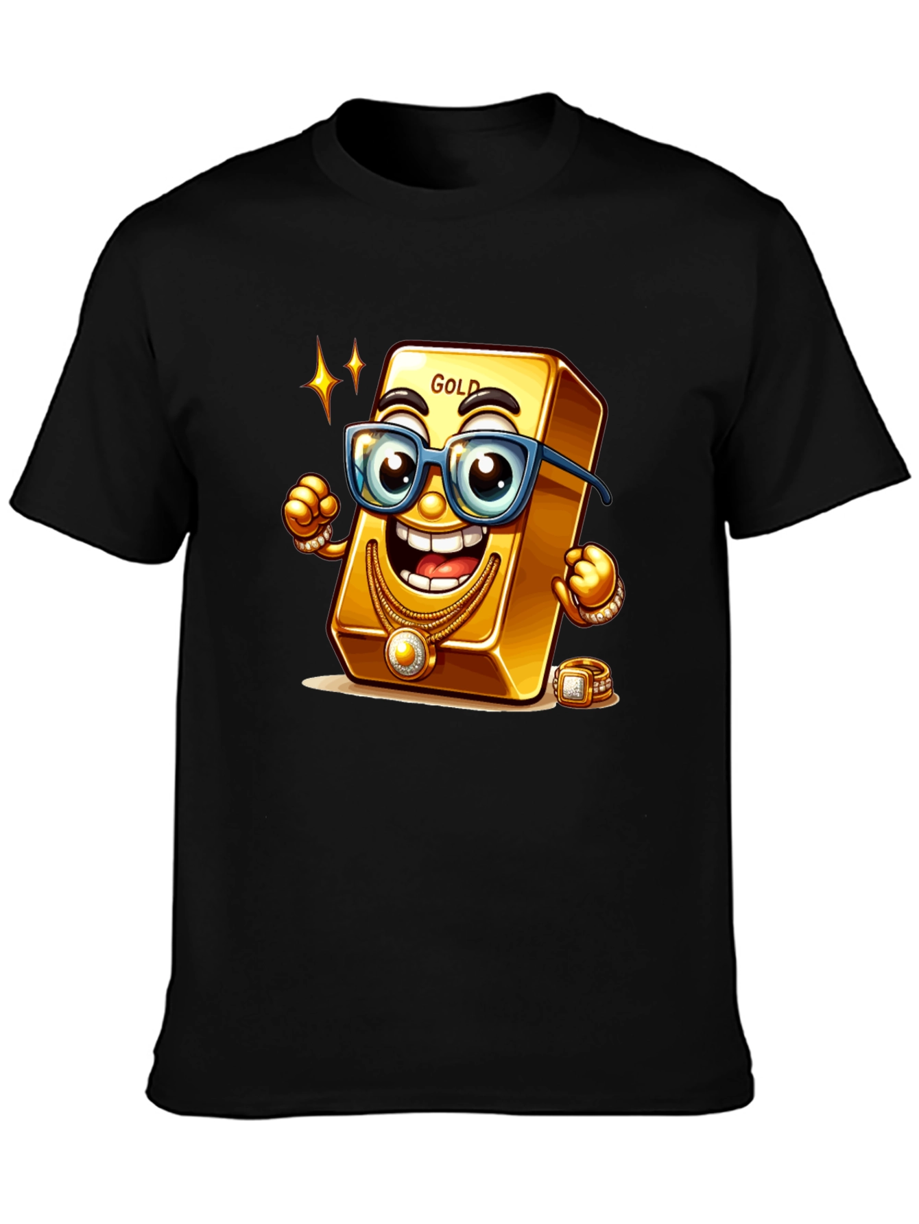 Funny Gold Bar Cartoon Graphic Tee