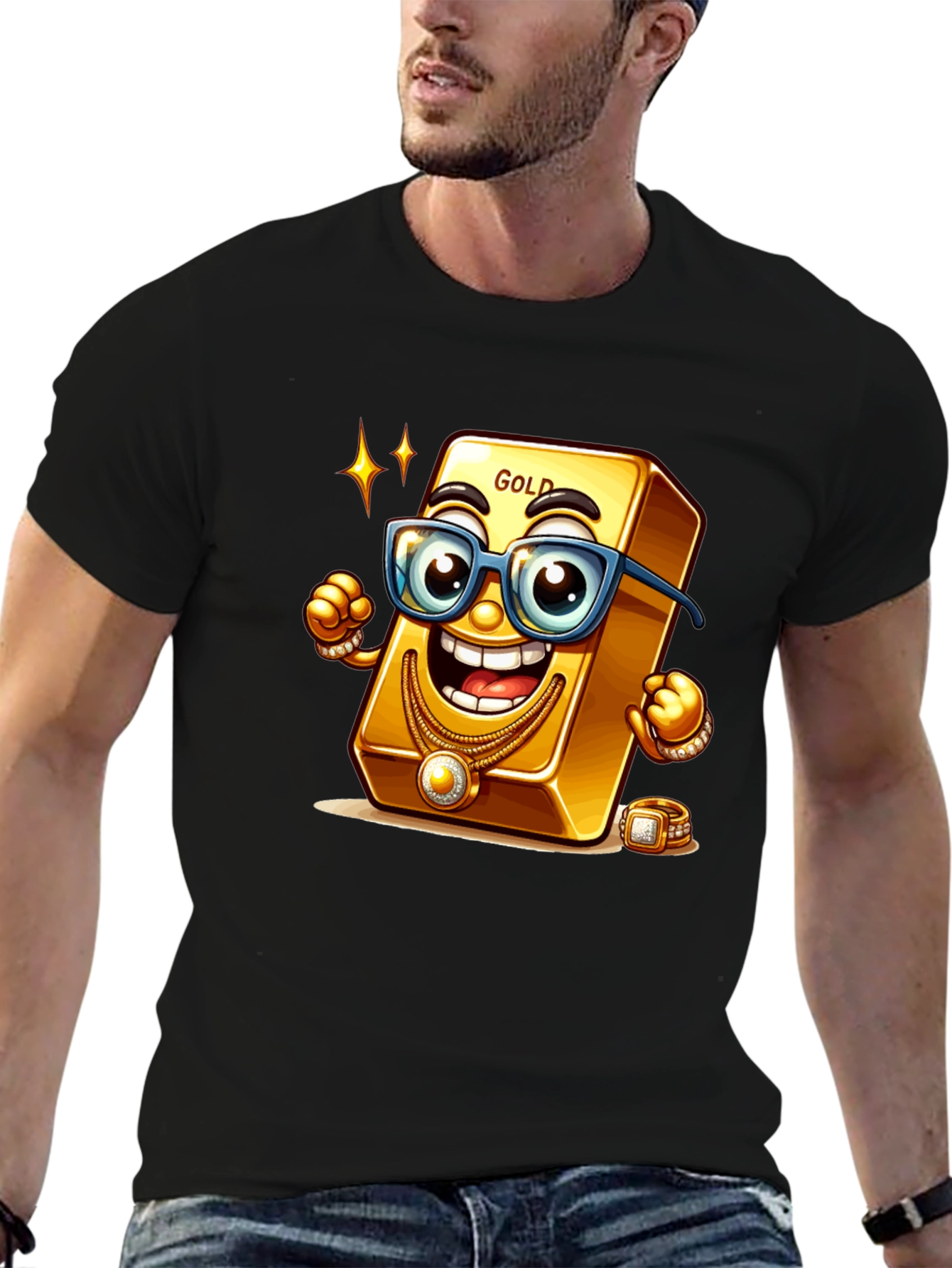 Funny Gold Bar Cartoon Graphic Tee