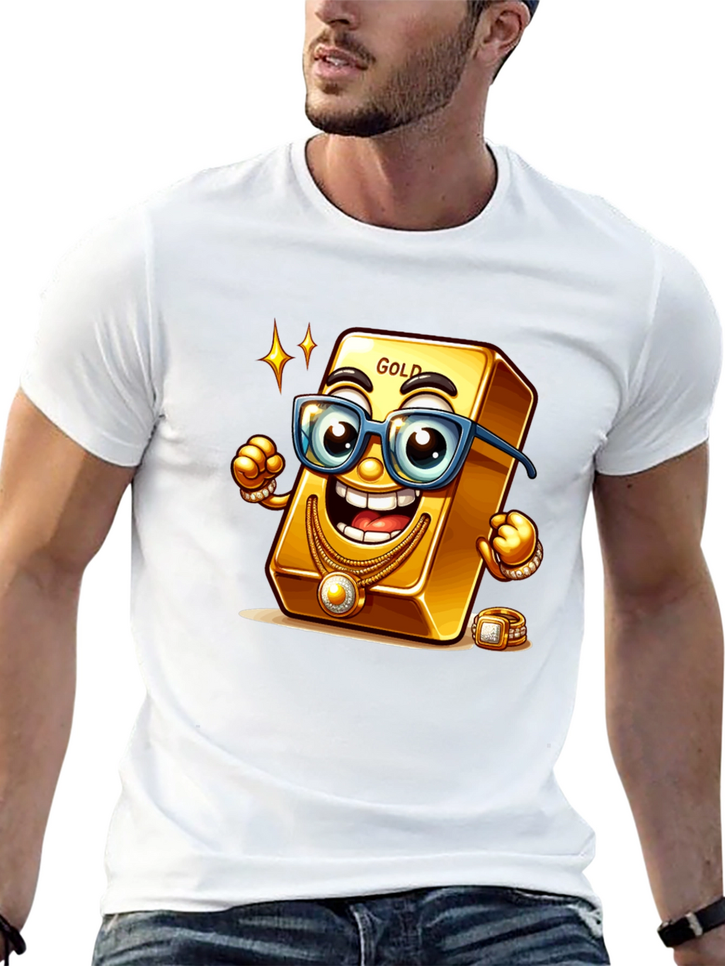 Funny Gold Bar Cartoon Graphic Tee