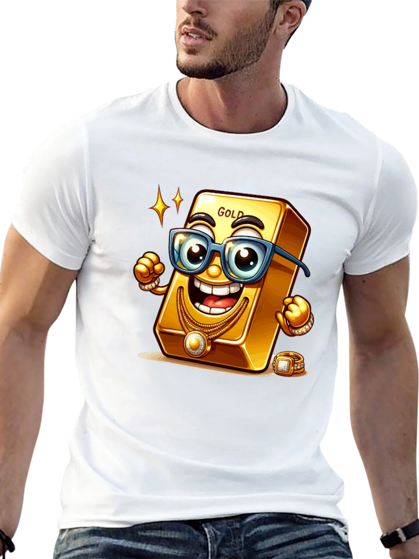 Funny Gold Bar Cartoon Graphic Tee