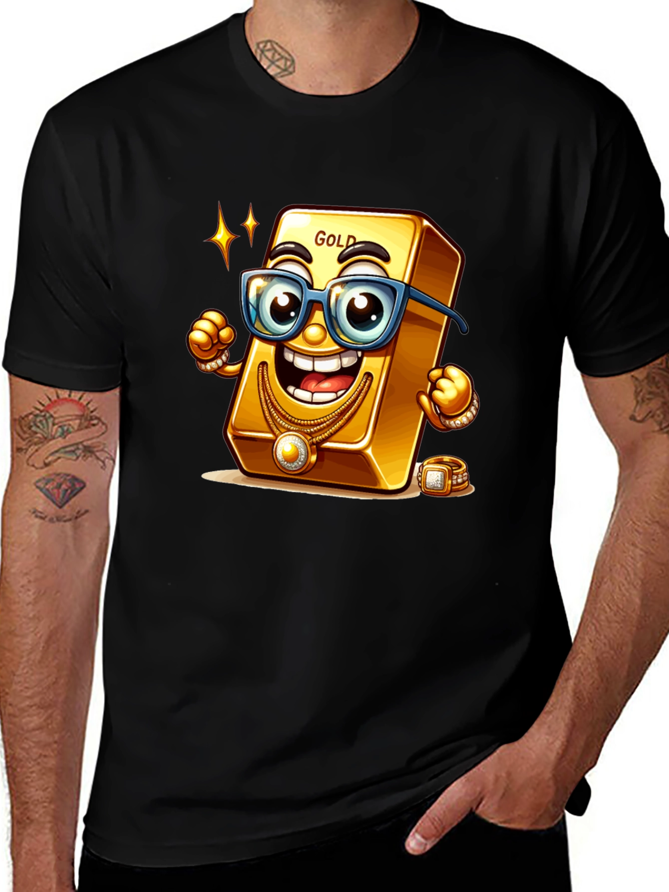 Funny Gold Bar Cartoon Graphic Tee