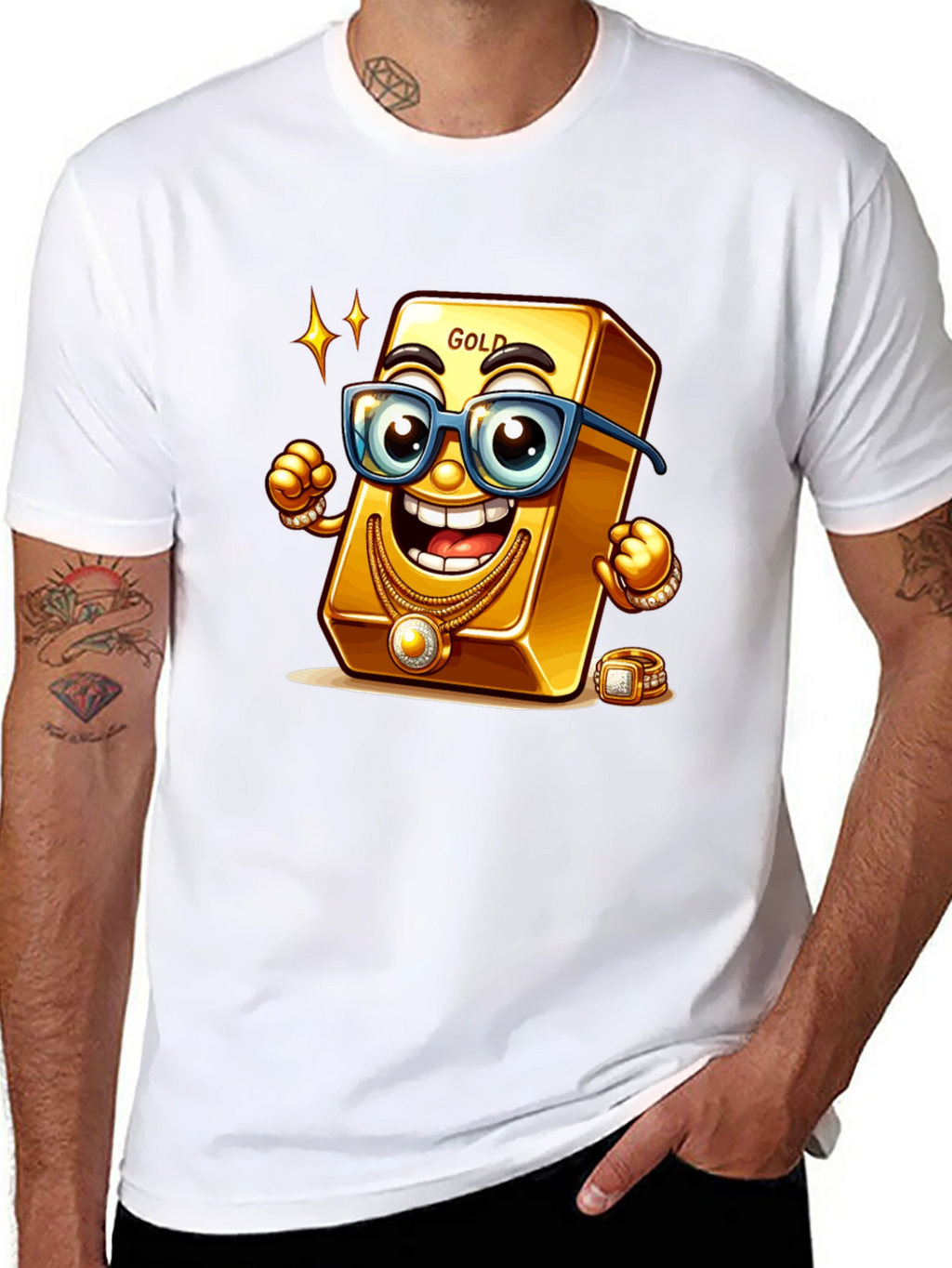 Funny Gold Bar Cartoon Graphic Tee