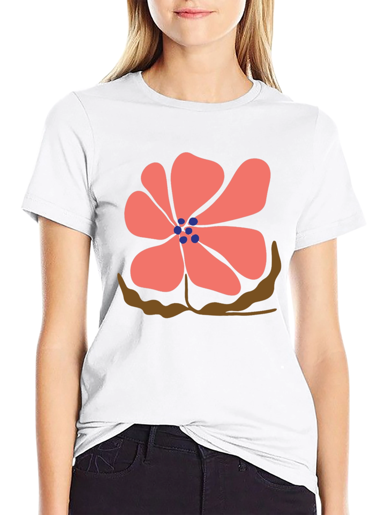 Floral Print Black T-Shirt - Casual Comfort