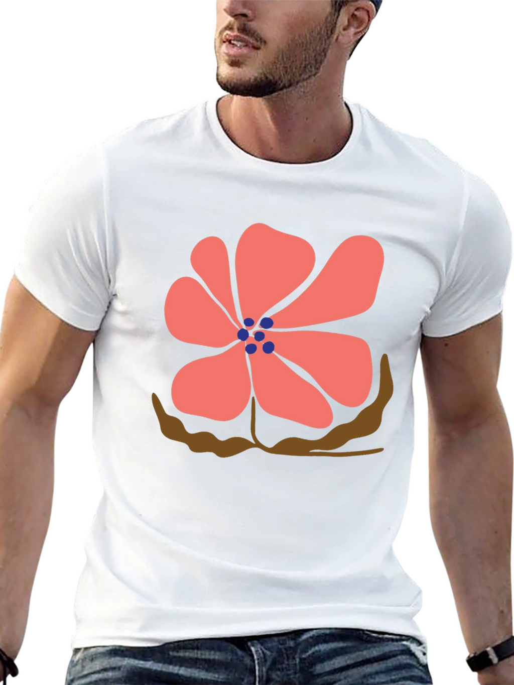 Floral Print Black T-Shirt - Casual Comfort