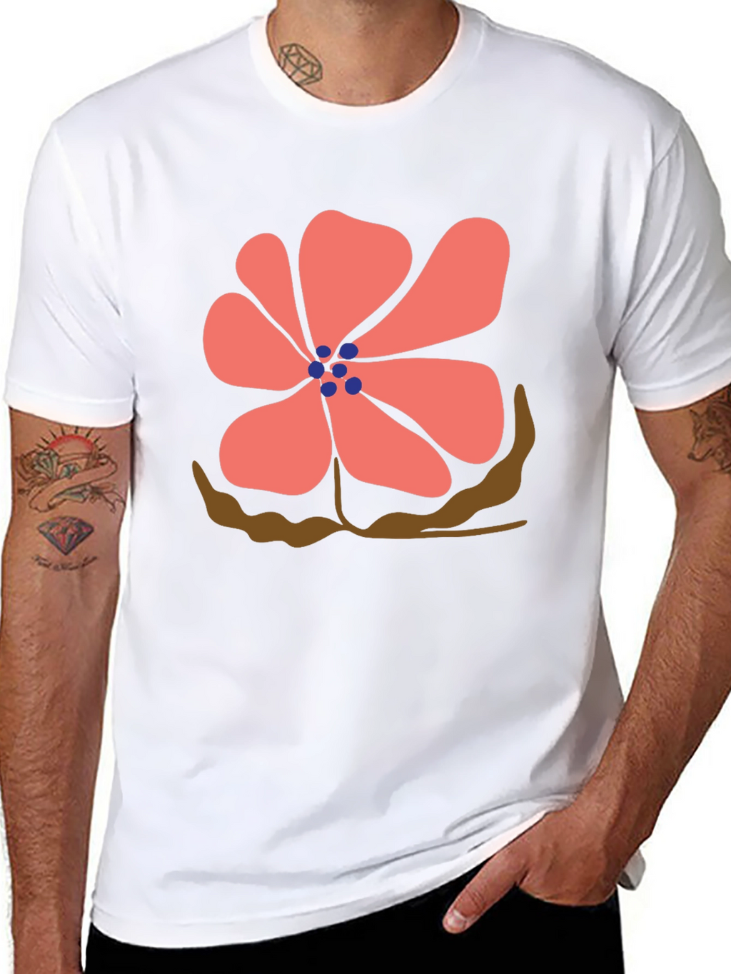Floral Print Black T-Shirt - Casual Comfort