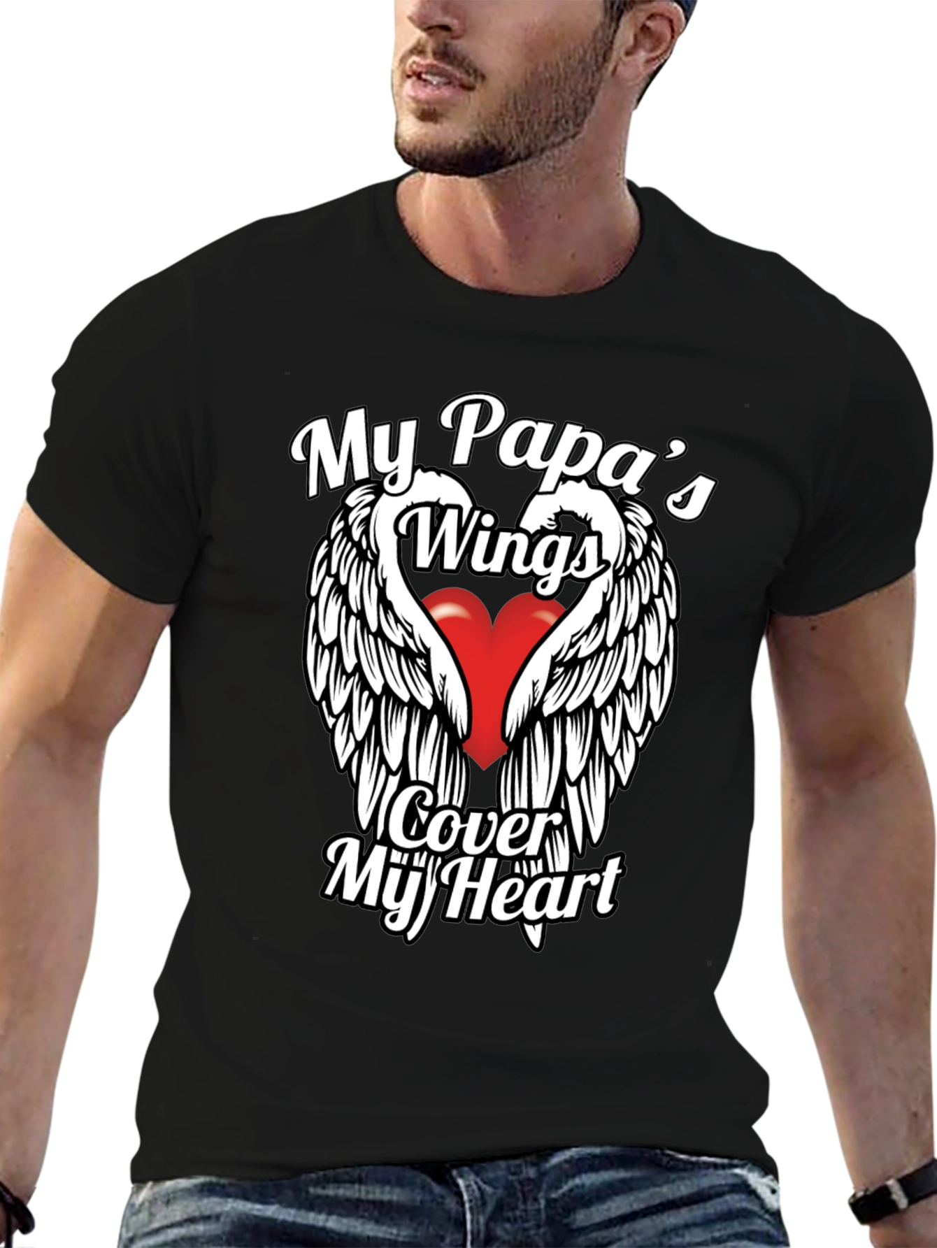 My Papas Wings Cover My Heart Graphic T-Shirt
