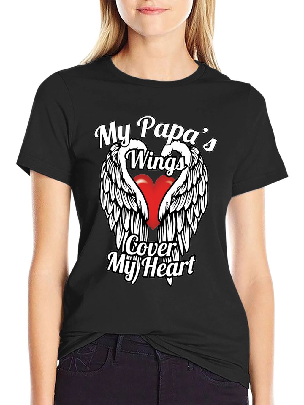 My Papas Wings Cover My Heart Graphic T-Shirt