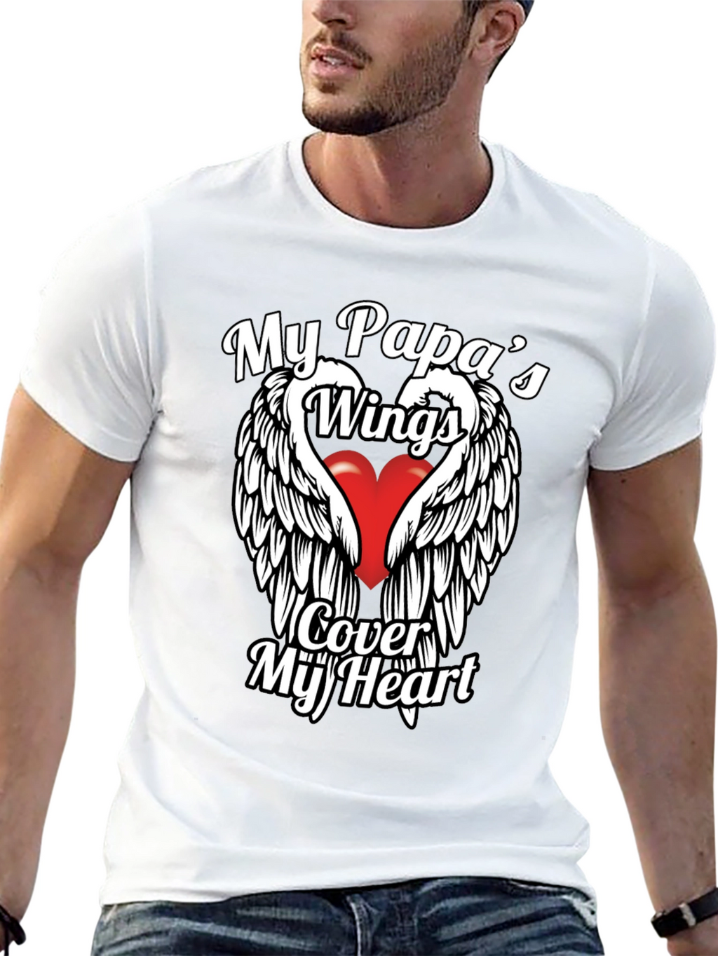 My Papas Wings Cover My Heart Graphic T-Shirt