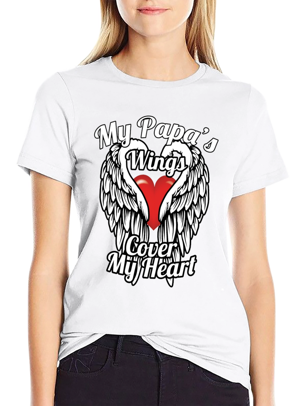 My Papas Wings Cover My Heart Graphic T-Shirt