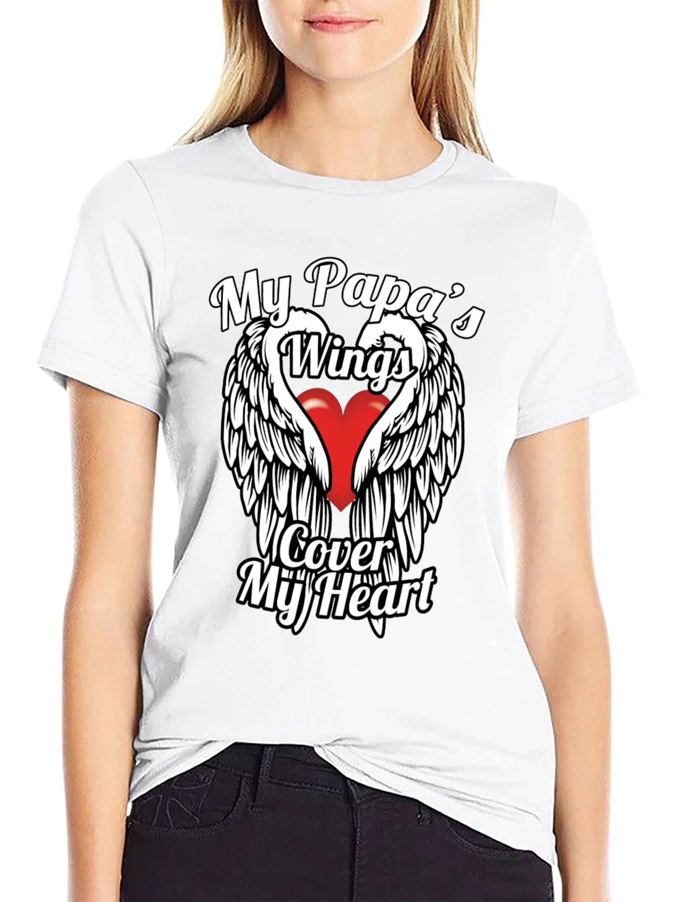 My Papas Wings Cover My Heart Graphic T-Shirt