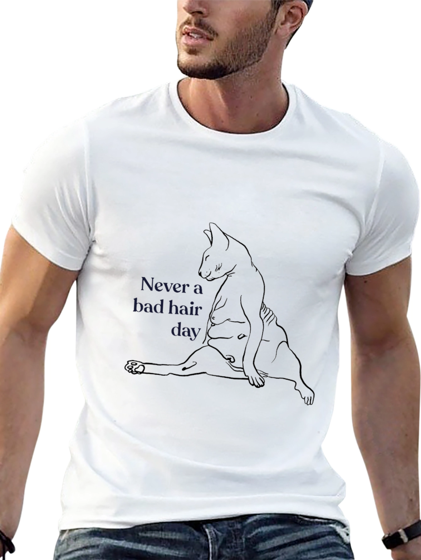 Never a Bad Hair Day T-Shirt Cat Lover Tee
