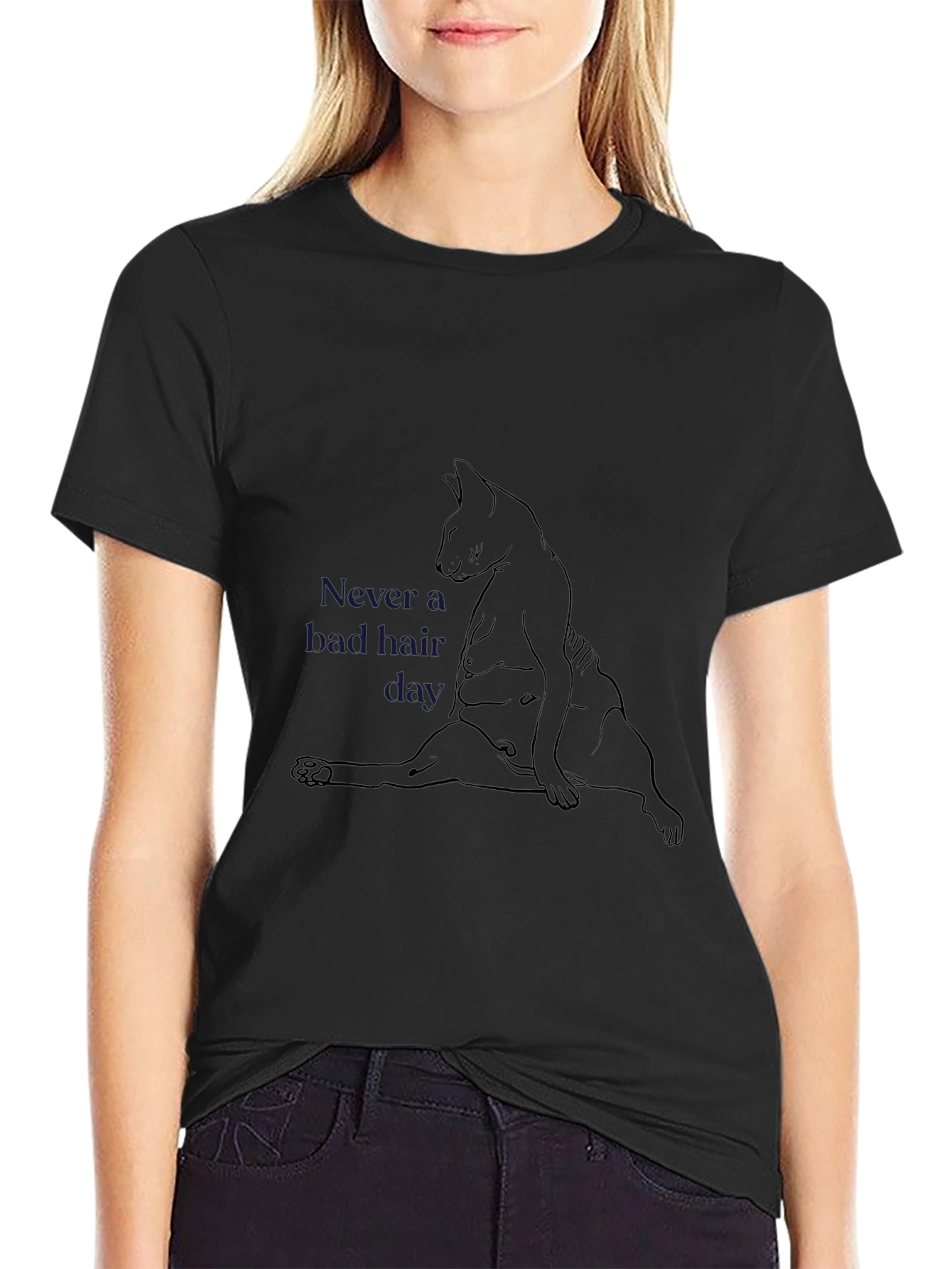 Never a Bad Hair Day T-Shirt Cat Lover Tee