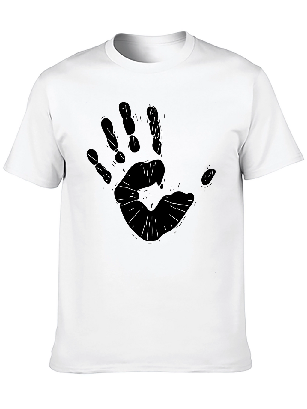 Handprint Graphic Black T-Shirt - Casual Style