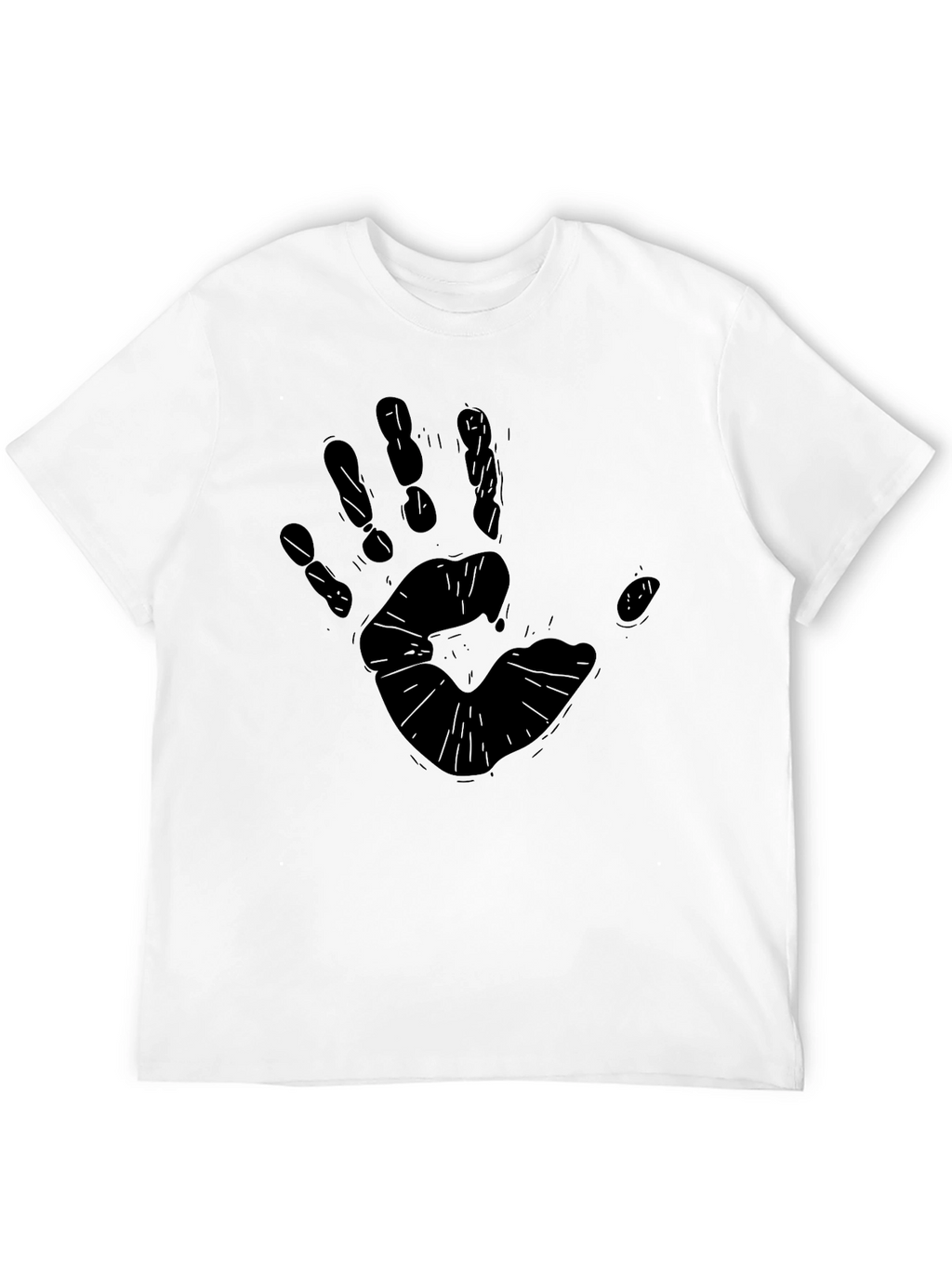 Handprint Graphic Black T-Shirt - Casual Style
