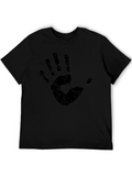 Handprint Graphic Black T-Shirt - Casual Style