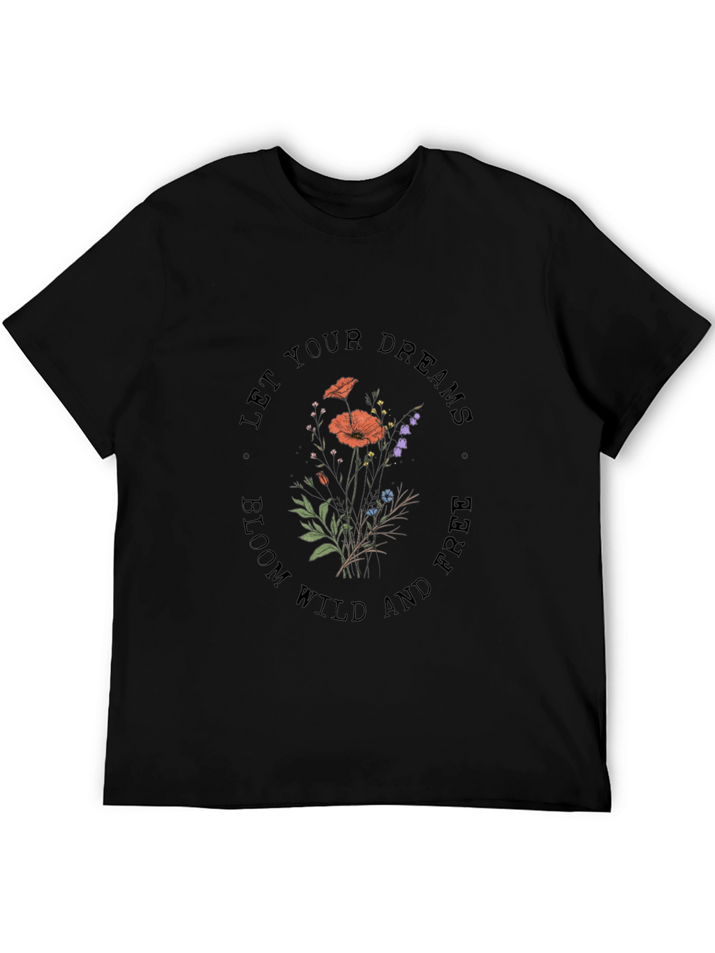Floral Dreams Graphic Tee - Black T-Shirt