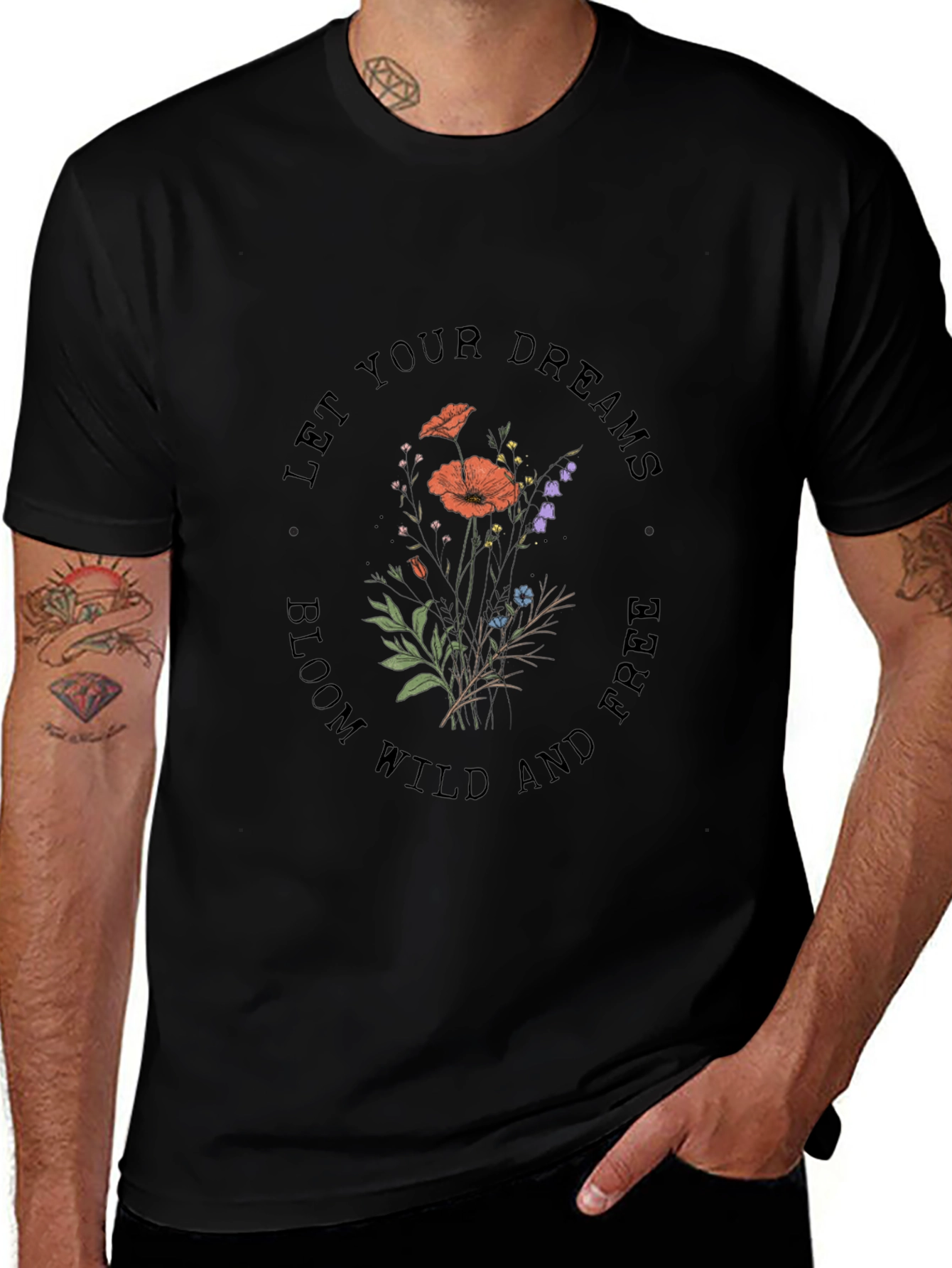 Floral Dreams Graphic Tee - Black T-Shirt