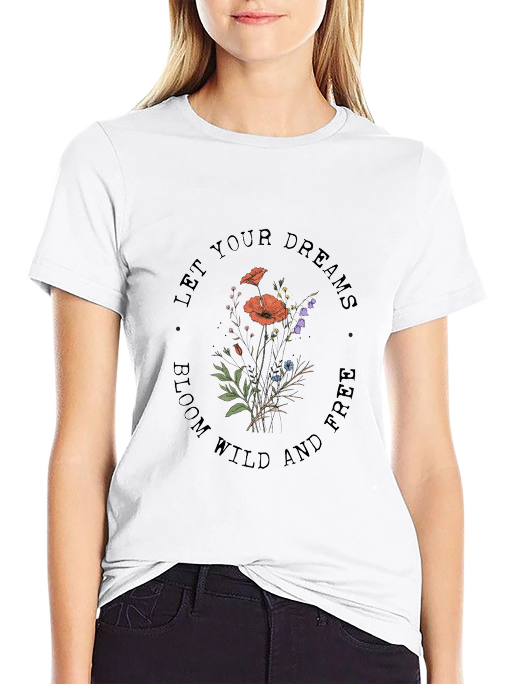 Floral Dreams Graphic Tee - Black T-Shirt
