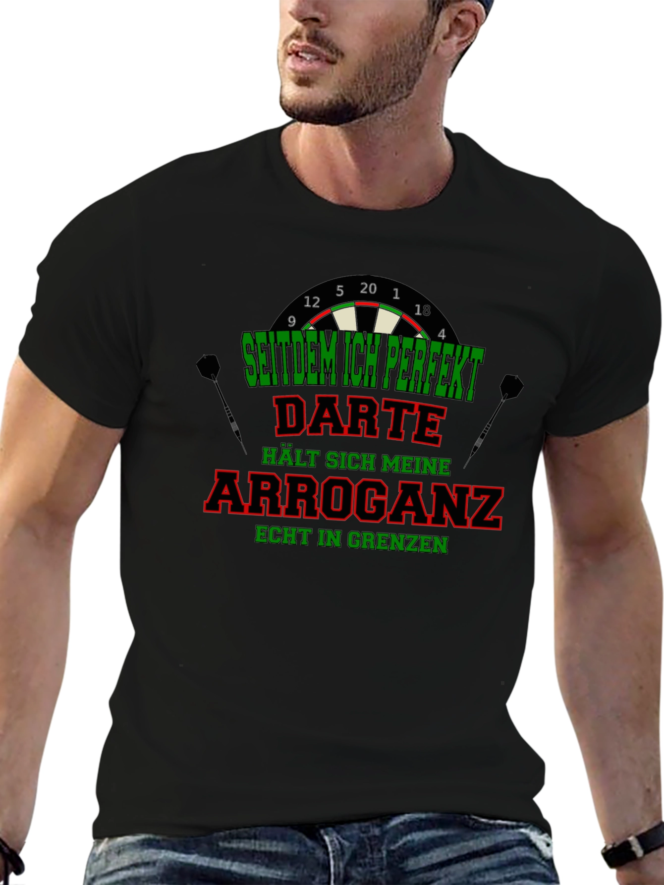 Funny Darts T-Shirt - Arrogance in Check