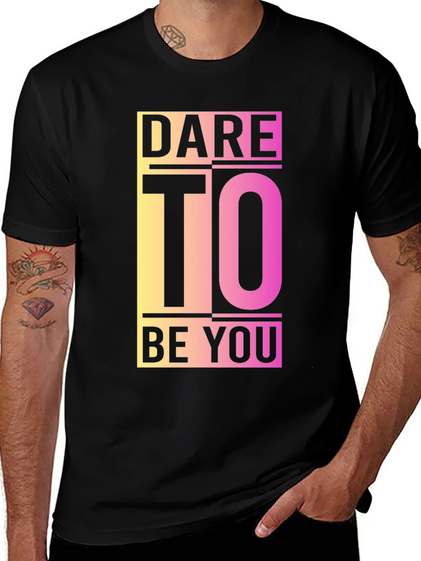 Dare To Be You Graphic Tee - Black Cotton Blend