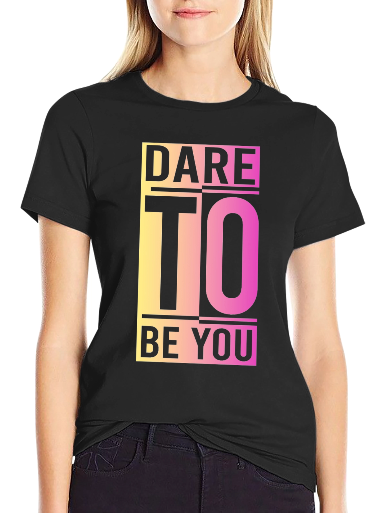 Dare To Be You Graphic Tee - Black Cotton Blend