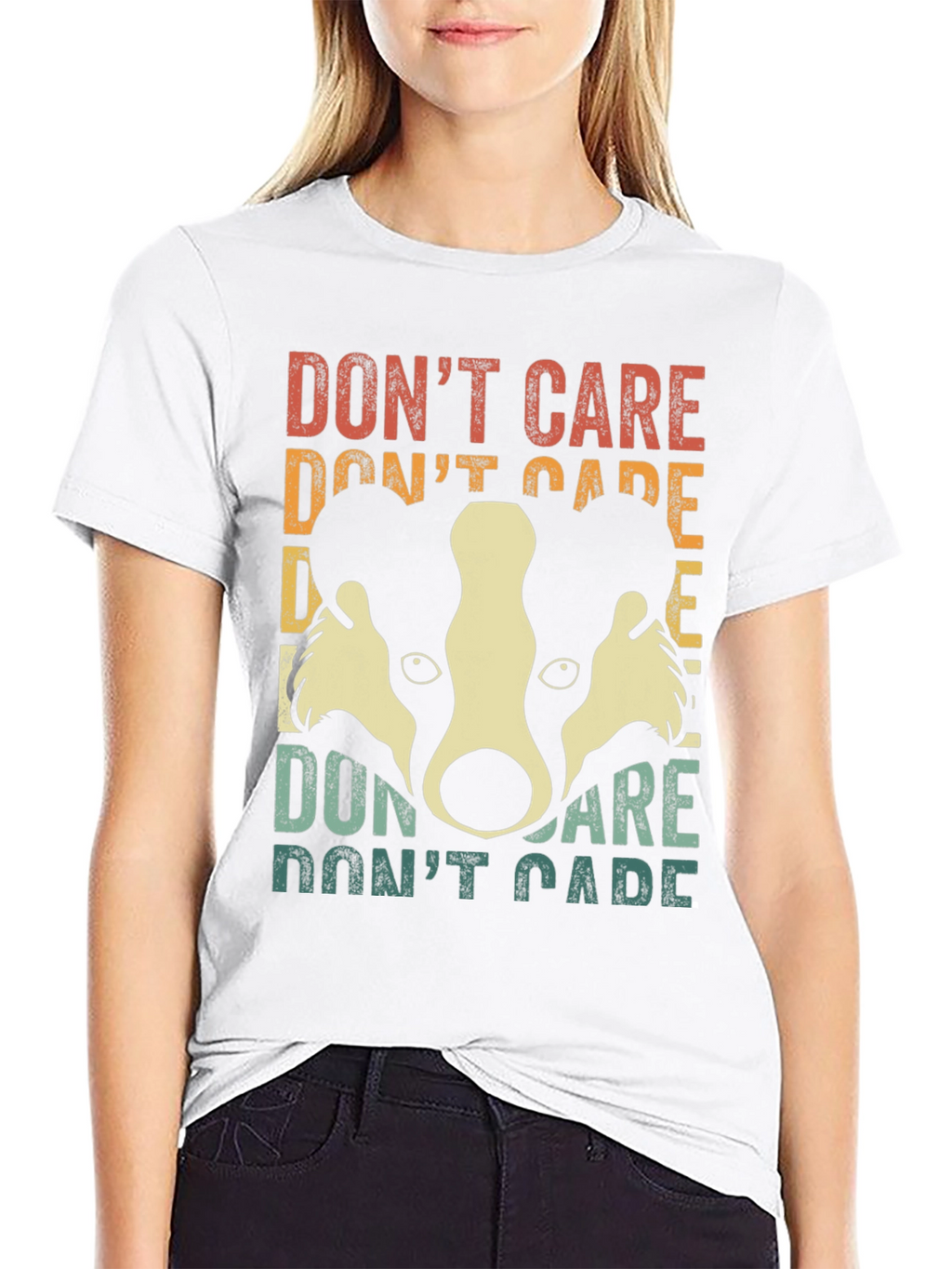 Dont Care Badger Graphic Tee - Retro Style