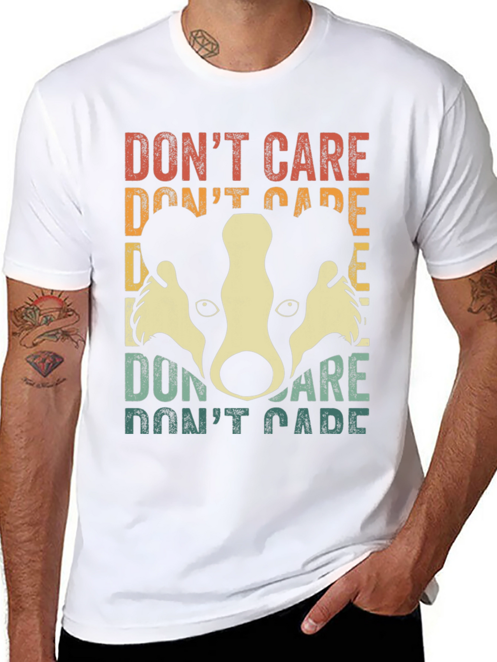 Dont Care Badger Graphic Tee - Retro Style
