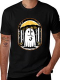 Ghostly Humor Tee: Spooky Umbrella Design