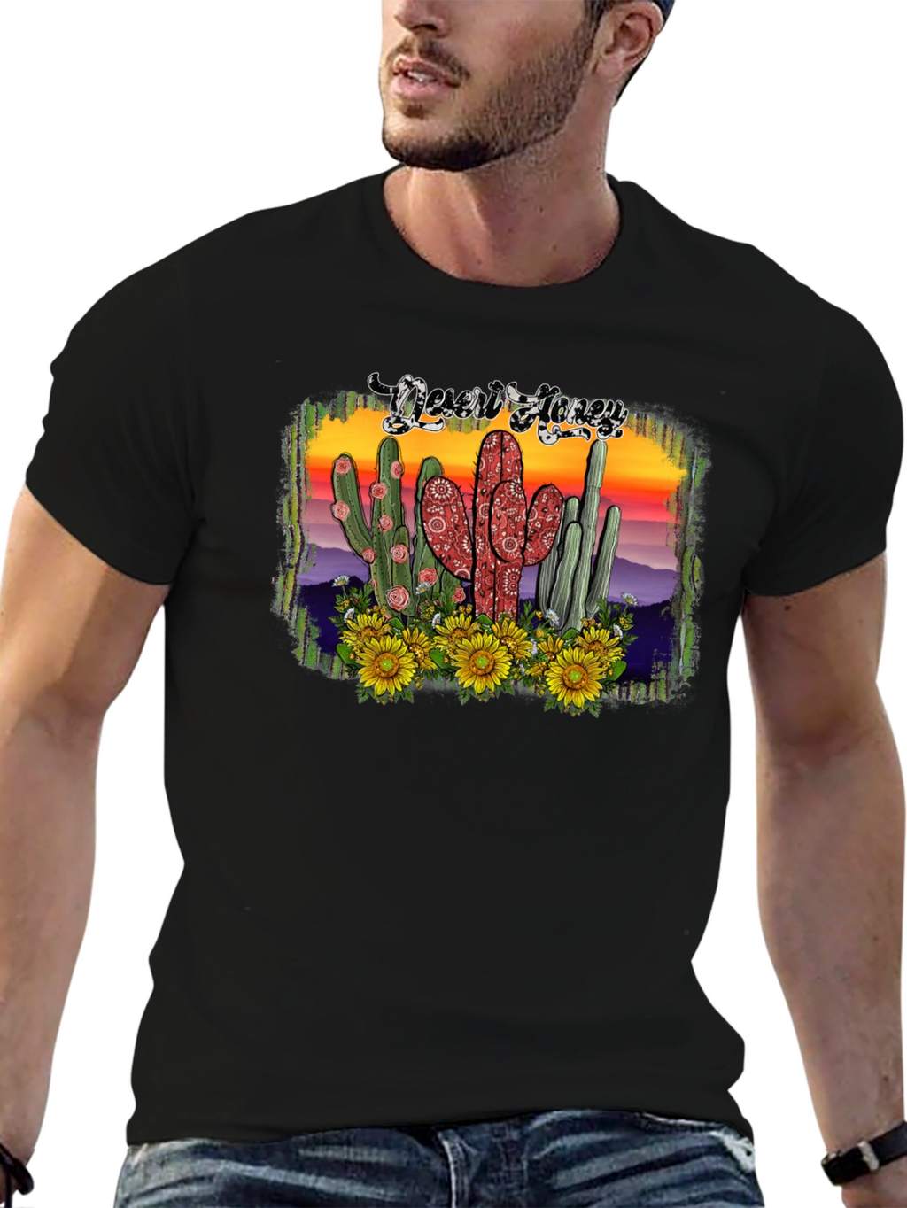 Desert Honey Graphic Tee - Cactus & Sunflowers