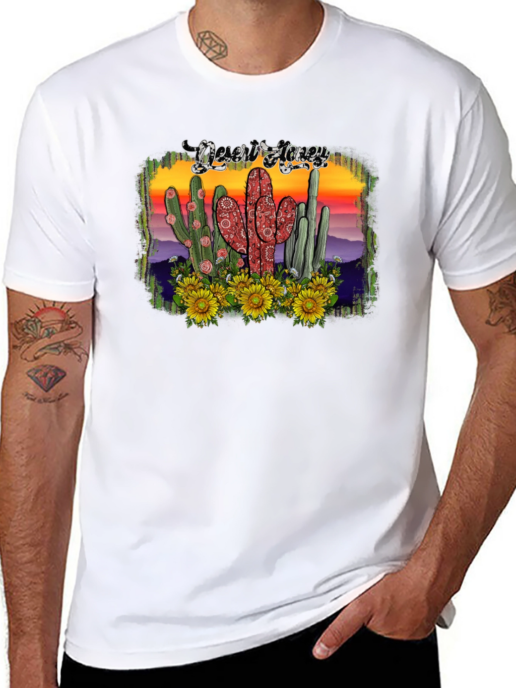 Desert Honey Graphic Tee - Cactus & Sunflowers
