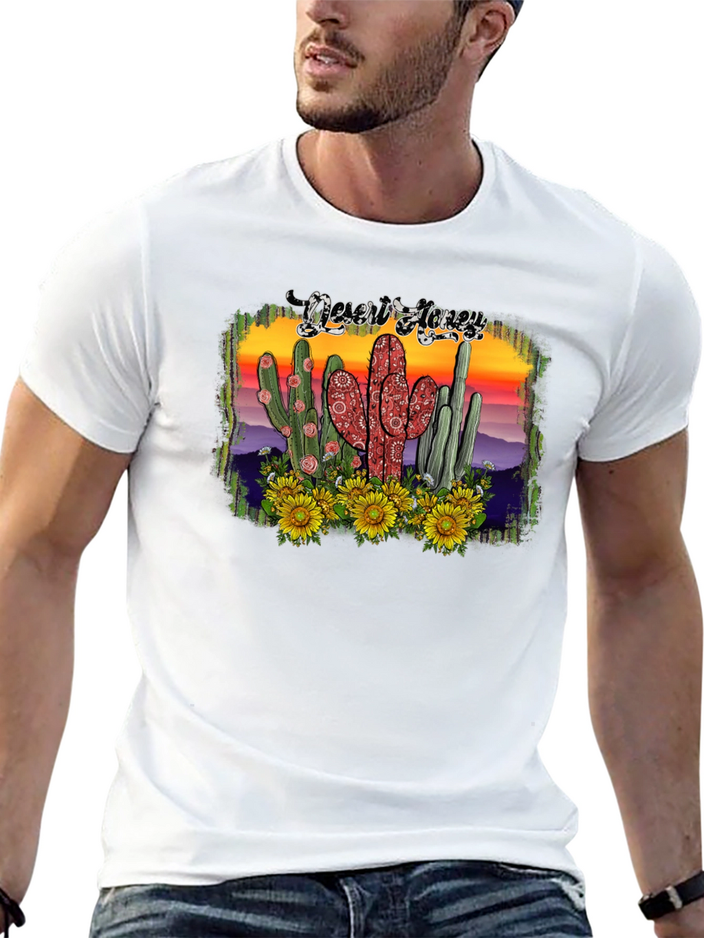 Desert Honey Graphic Tee - Cactus & Sunflowers