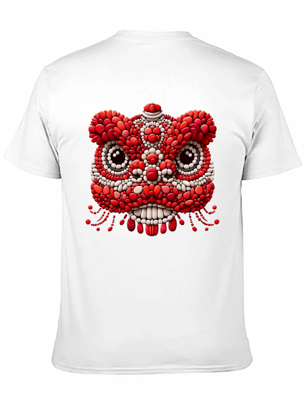Unique Black T-Shirt with Red & White Lion Design