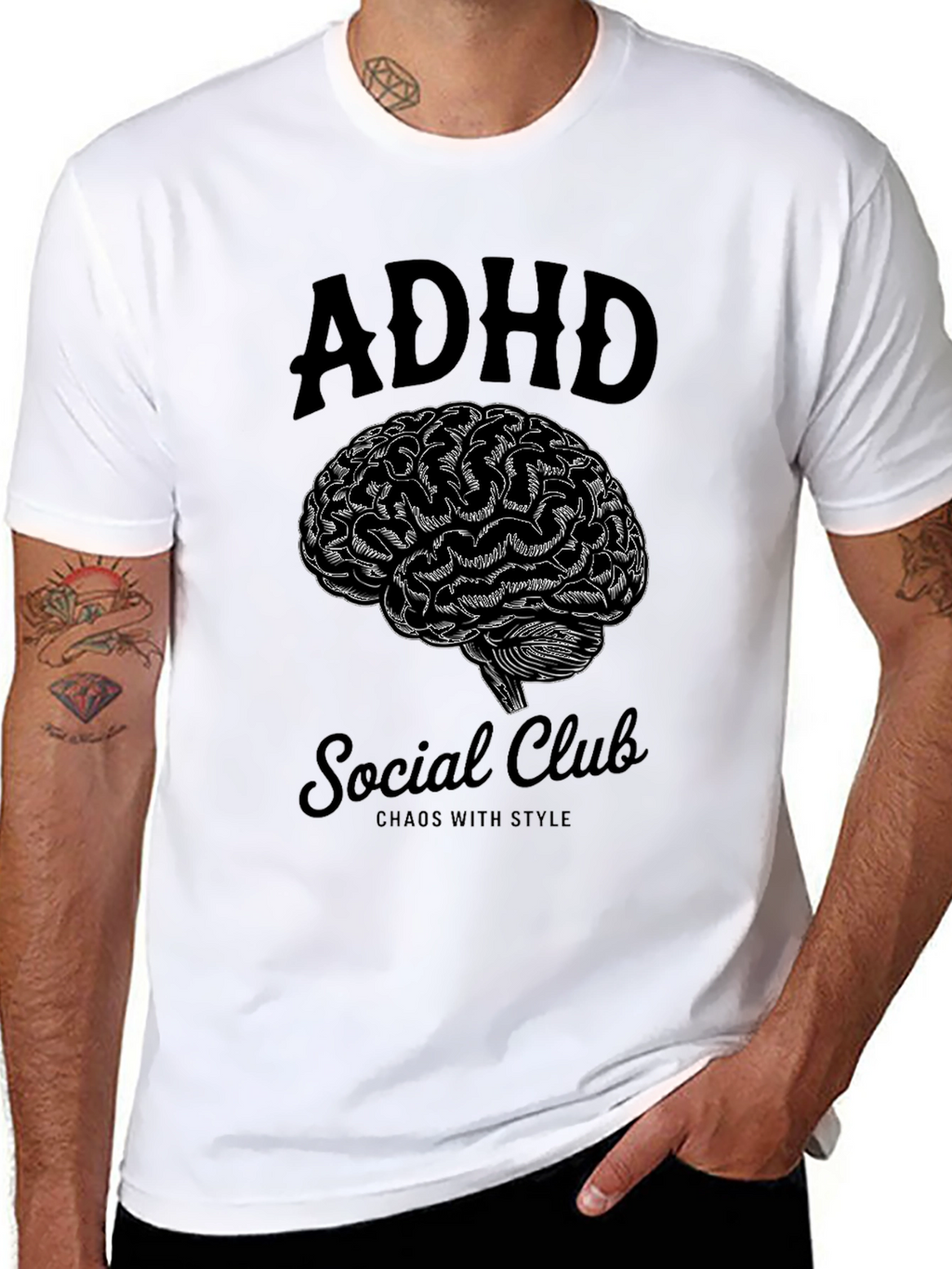 ADHD Social Club Brain Graphic T-Shirt