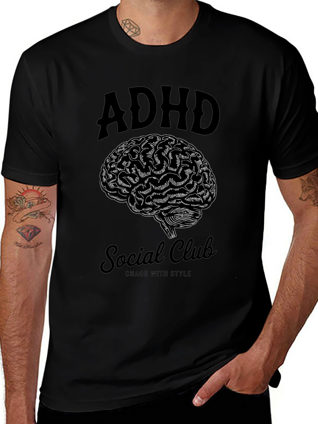 ADHD Social Club Brain Graphic T-Shirt