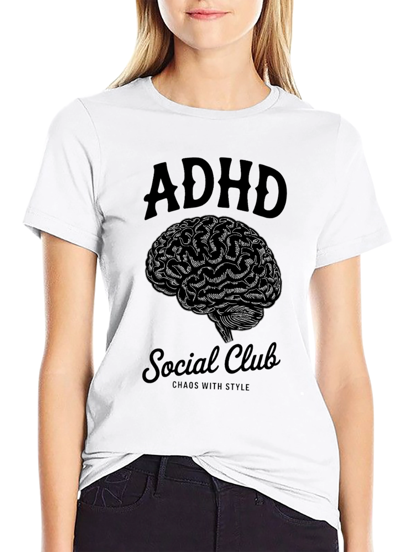 ADHD Social Club Brain Graphic T-Shirt