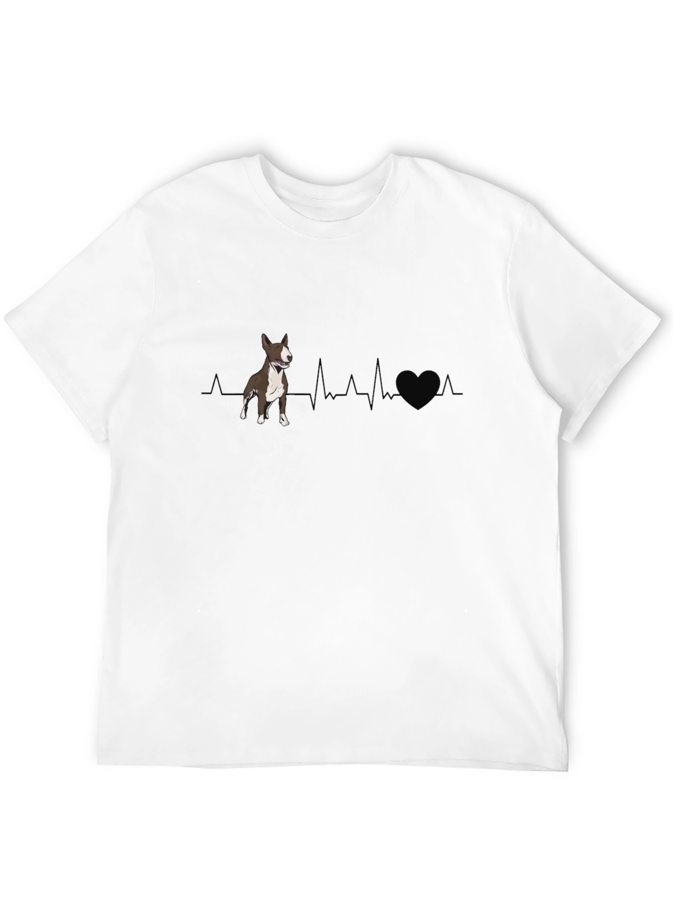 Dog Heartbeat Graphic T-Shirt - Bull Terrier Love