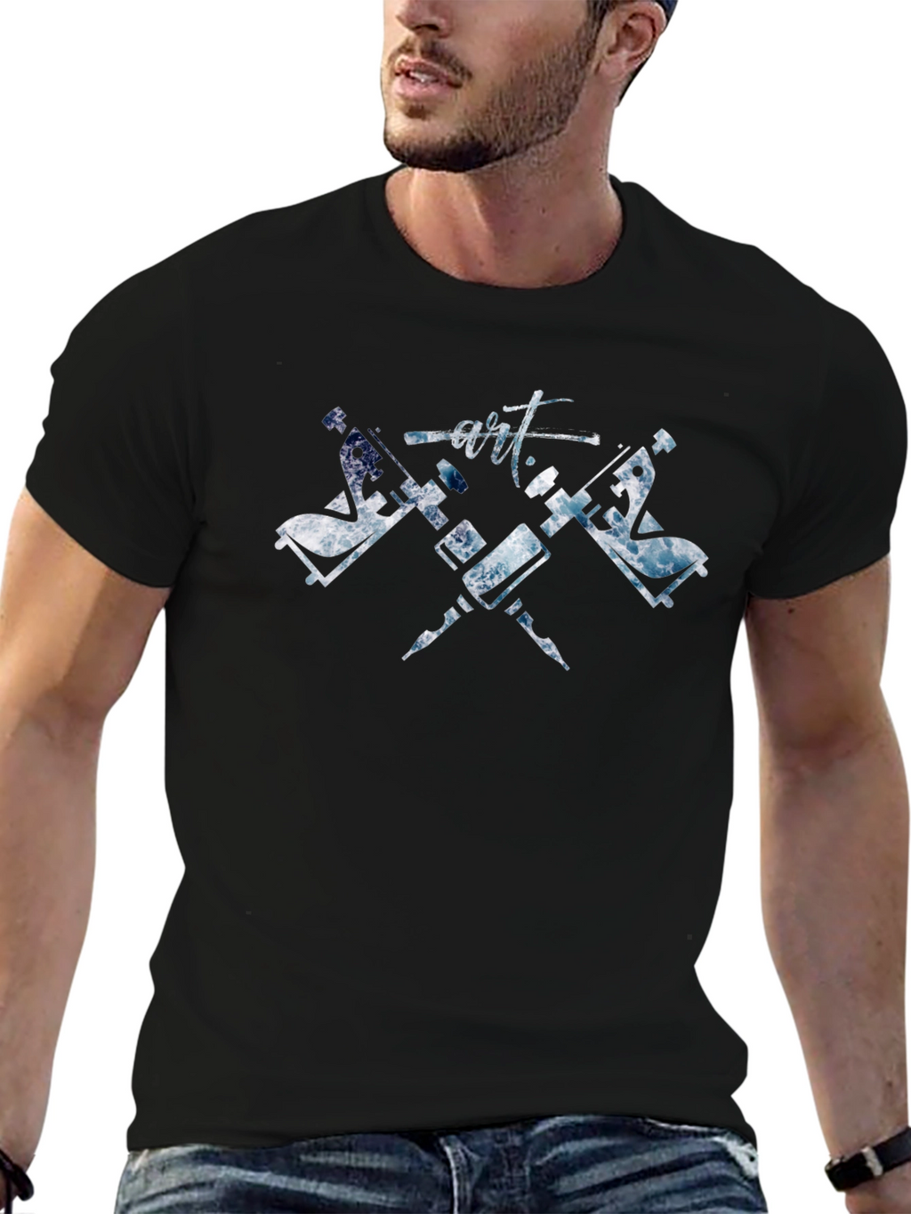 Artistic Tattoo Machine T-Shirt - Black Cotton Tee