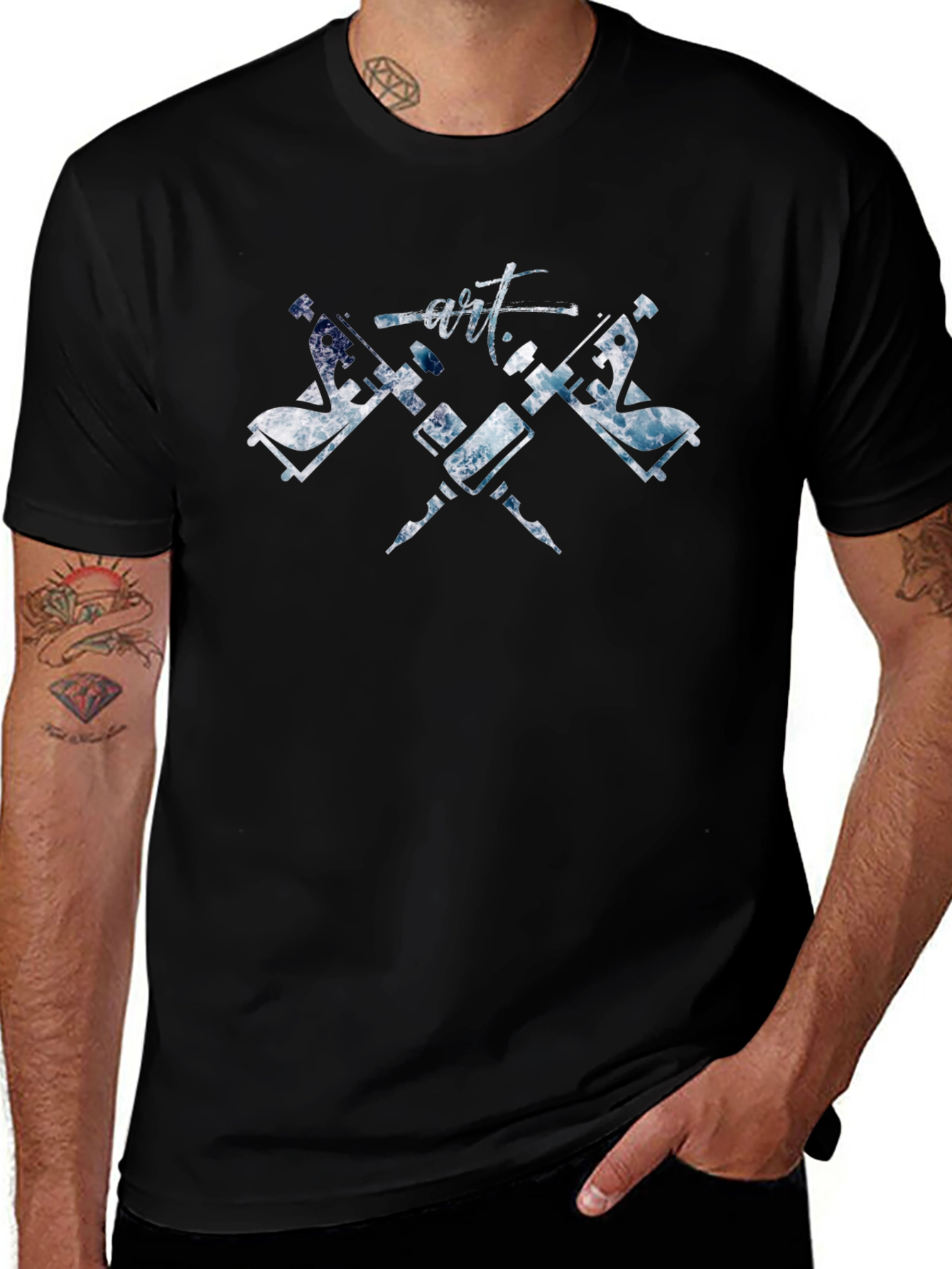 Artistic Tattoo Machine T-Shirt - Black Cotton Tee